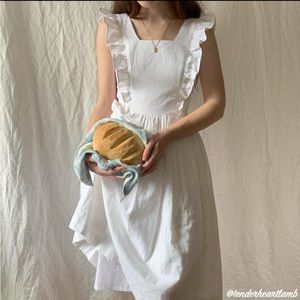 “Hearts and Found” Lorraine Dress in White Linen Size XXS-XS